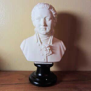 alabaster pedestal bust 6" motzart Italy 1966 signed A. Giannelli (W4019)